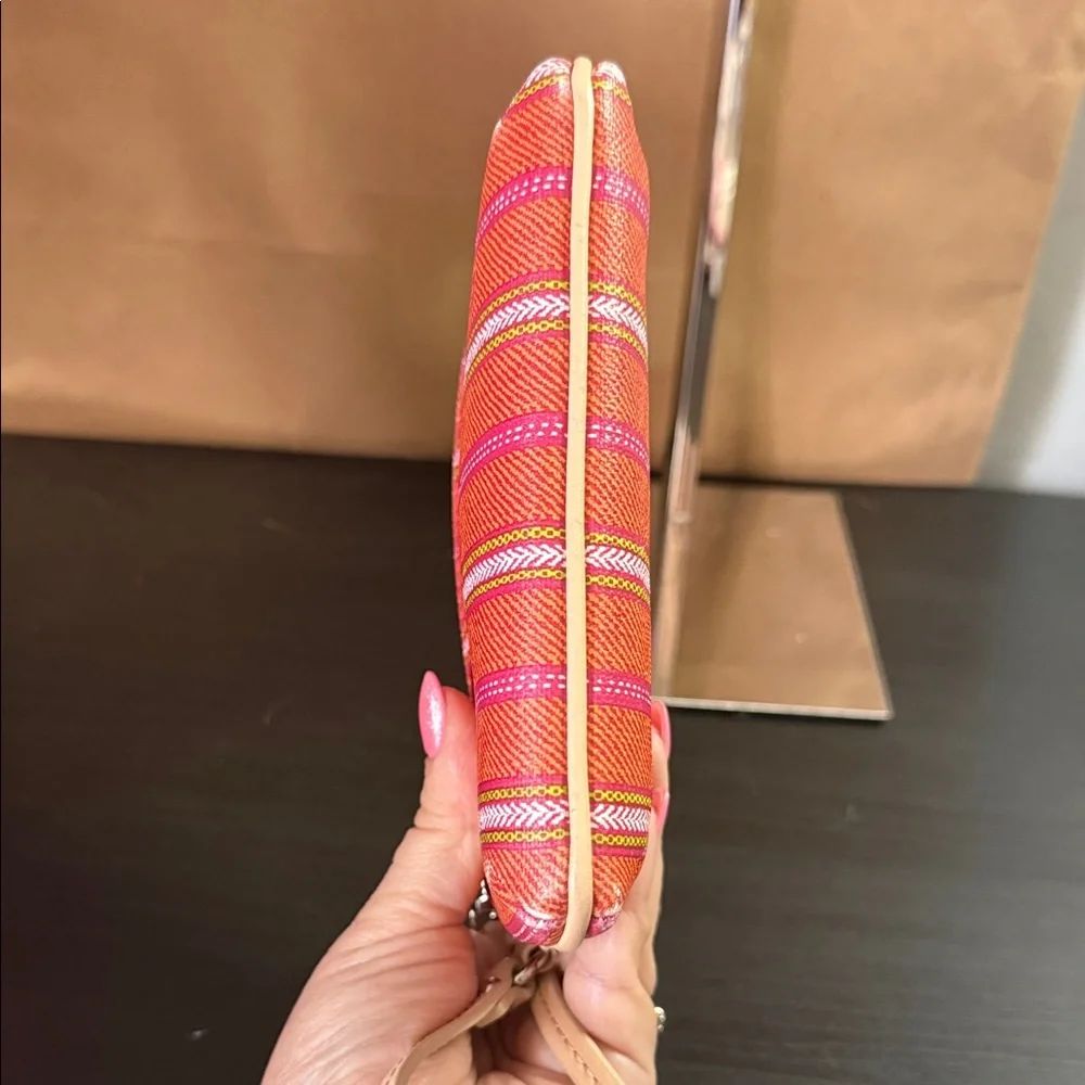 Coach Orange & Pink Striped Wristlet - Picture 9 of 12